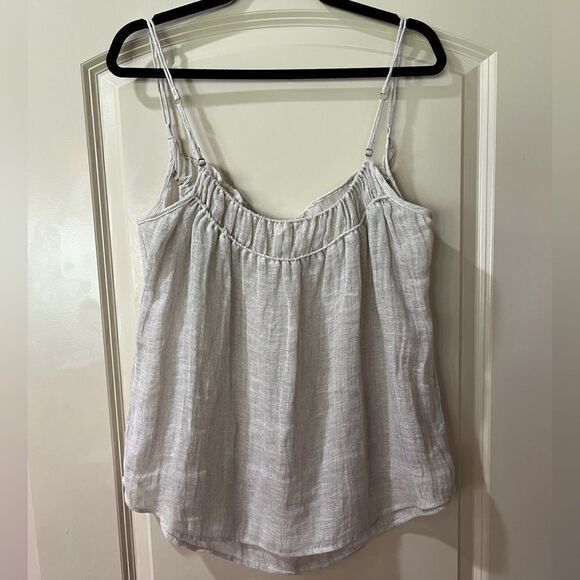 EILEEN FISHER Linen Gauze Tank Cream Grey Women’s Size Large - Picture 2 of 5
